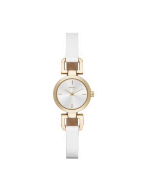DKNY READE WHITE LEATHER D LINK SKINNY WATCH