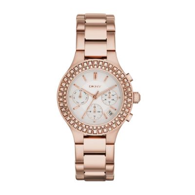 DKNY CHAMBERS ROSE GOLD-TONE WATCH
